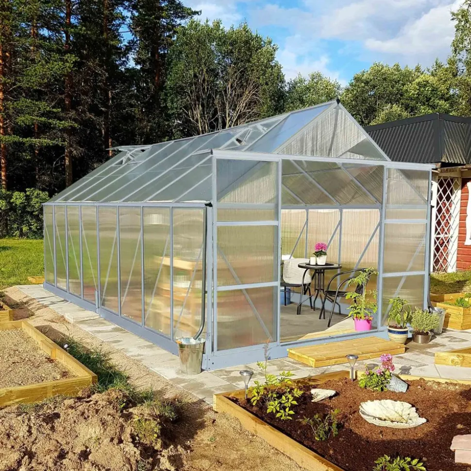 Växthus 18m² Premium | Extra hög odlingshöjd | 6mm kanalplast