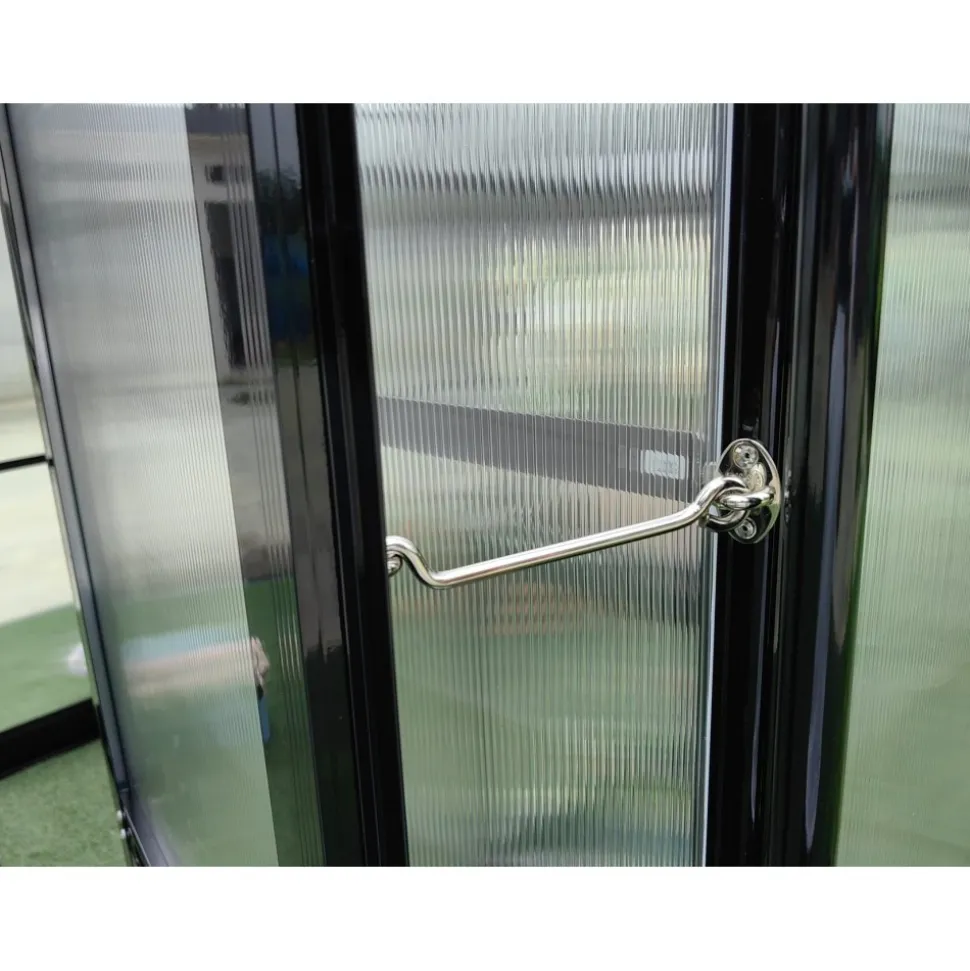 Växthus 18m² Premium | Extra hög odlingshöjd | 6mm kanalplast | Svart