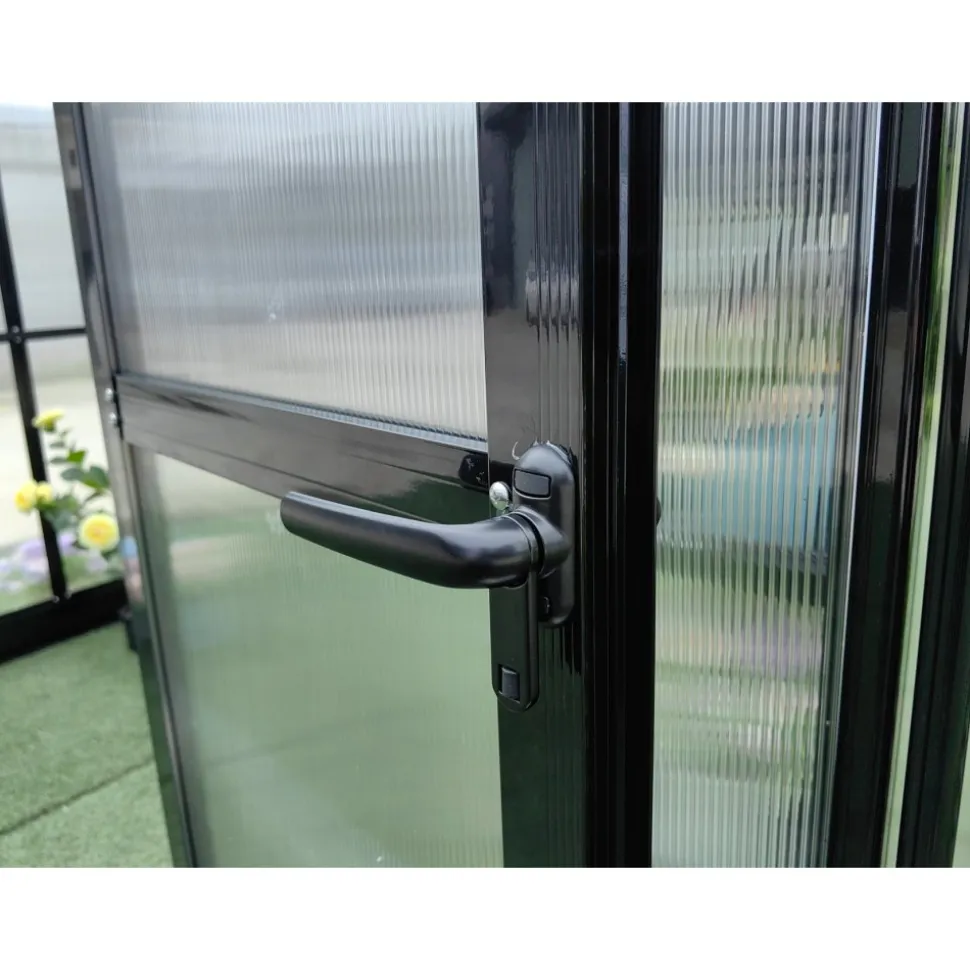 Växthus 18m² Premium | Extra hög odlingshöjd | 6mm kanalplast | Svart
