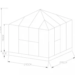 Växthus 8,7 m² | 5 års stormgaranti | Kvadratiskt premiumväxthus | Gazebo