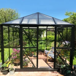 Växthus 8,7 m² | 5 års stormgaranti | Kvadratiskt premiumväxthus | Gazebo